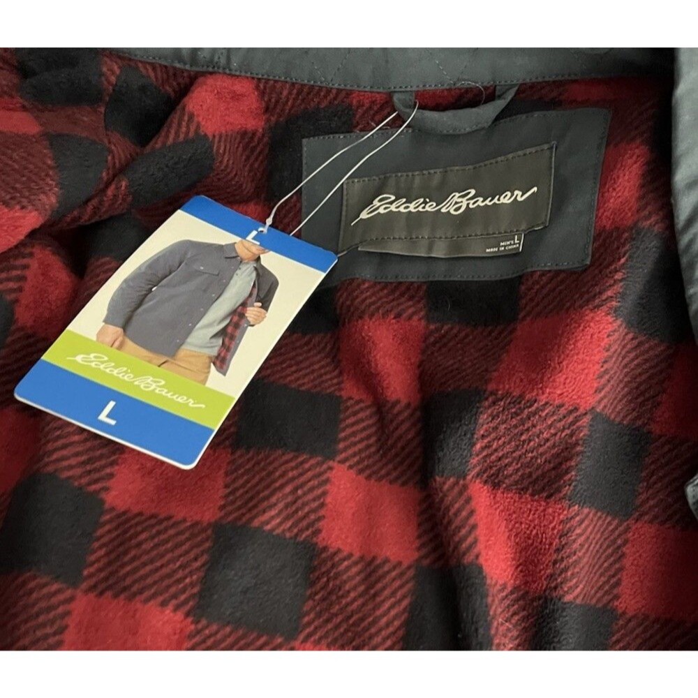 New! Eddie Bauer Men’s L Fleece Lined Shirt Jacket Shacket - Picture 11 of 12